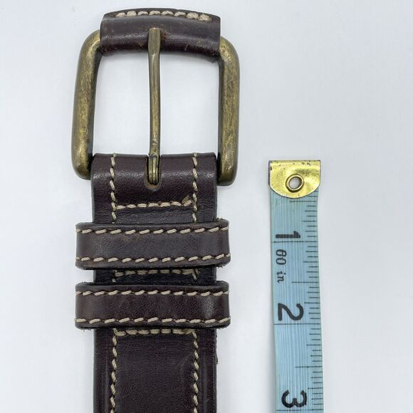 Old Navy Leather Belt Men’s 36 Brown Leather Contrast Cream Stitch Western Norm - Picture 5 of 16